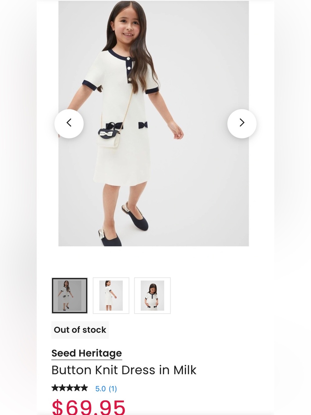 Seed Heritage Girl’s Cream White Knit Dress 10T